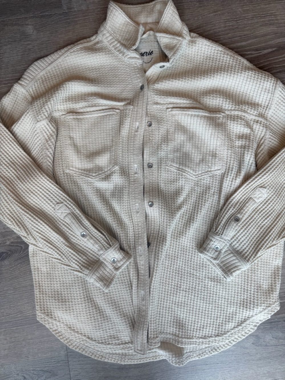 Aerie Anytime Fave Waffle Shirt Oversized Thermal Womens